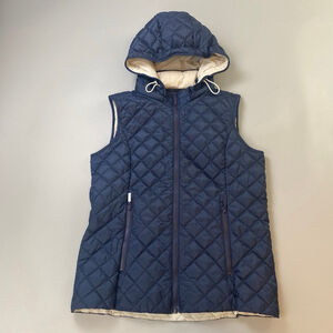 ETAGE Vest Womens XS Blue Quilted Hooded Utility Elevated Casual Gorpcore Lite